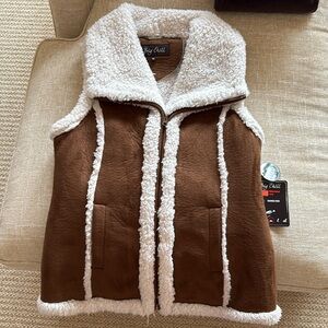 Brown and cream winter shearling vest